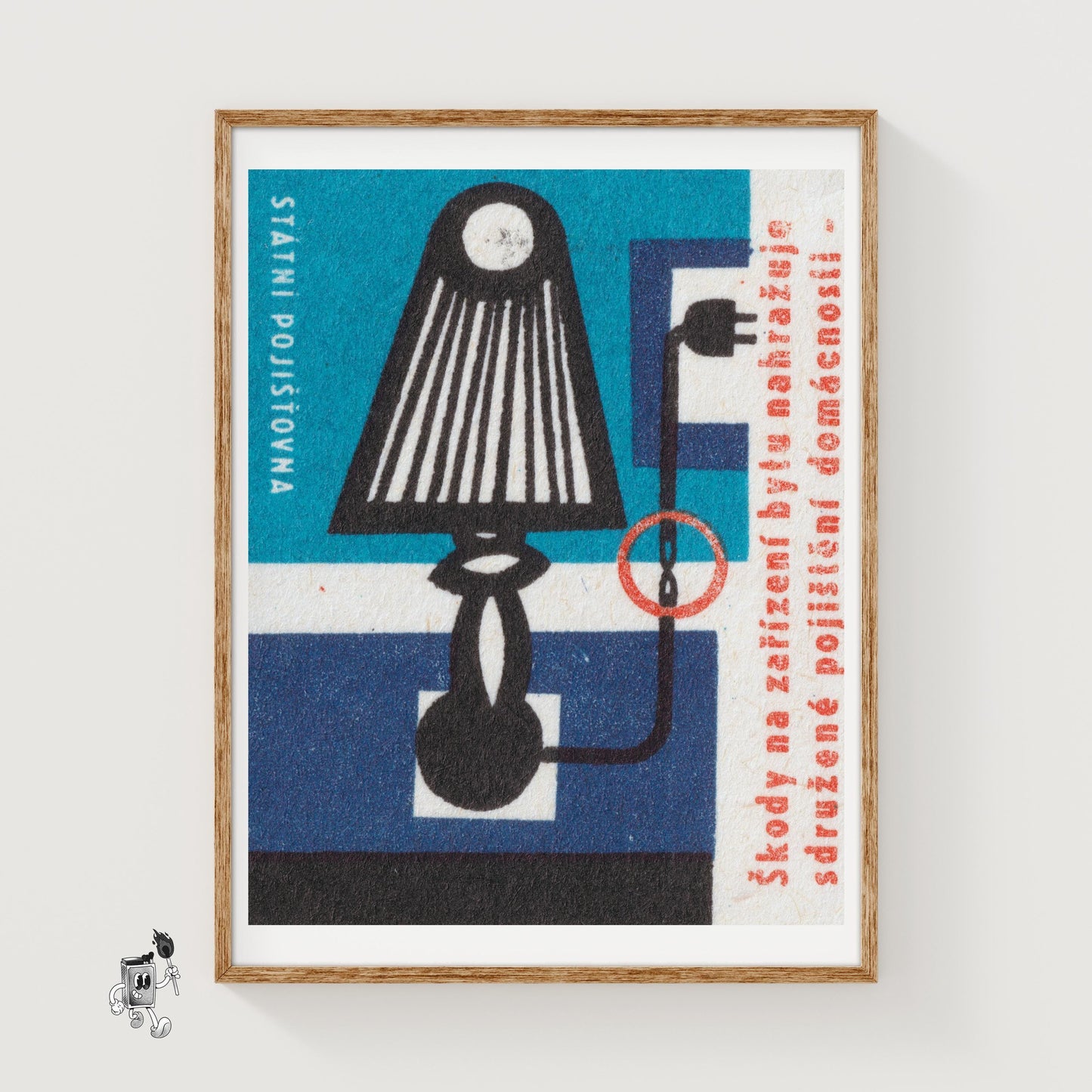 Lamp and Plug - vintage matchbox label print