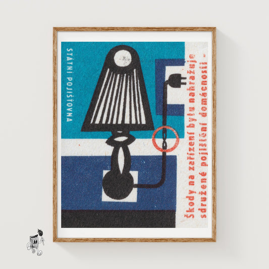 Lamp and Plug - vintage matchbox label print