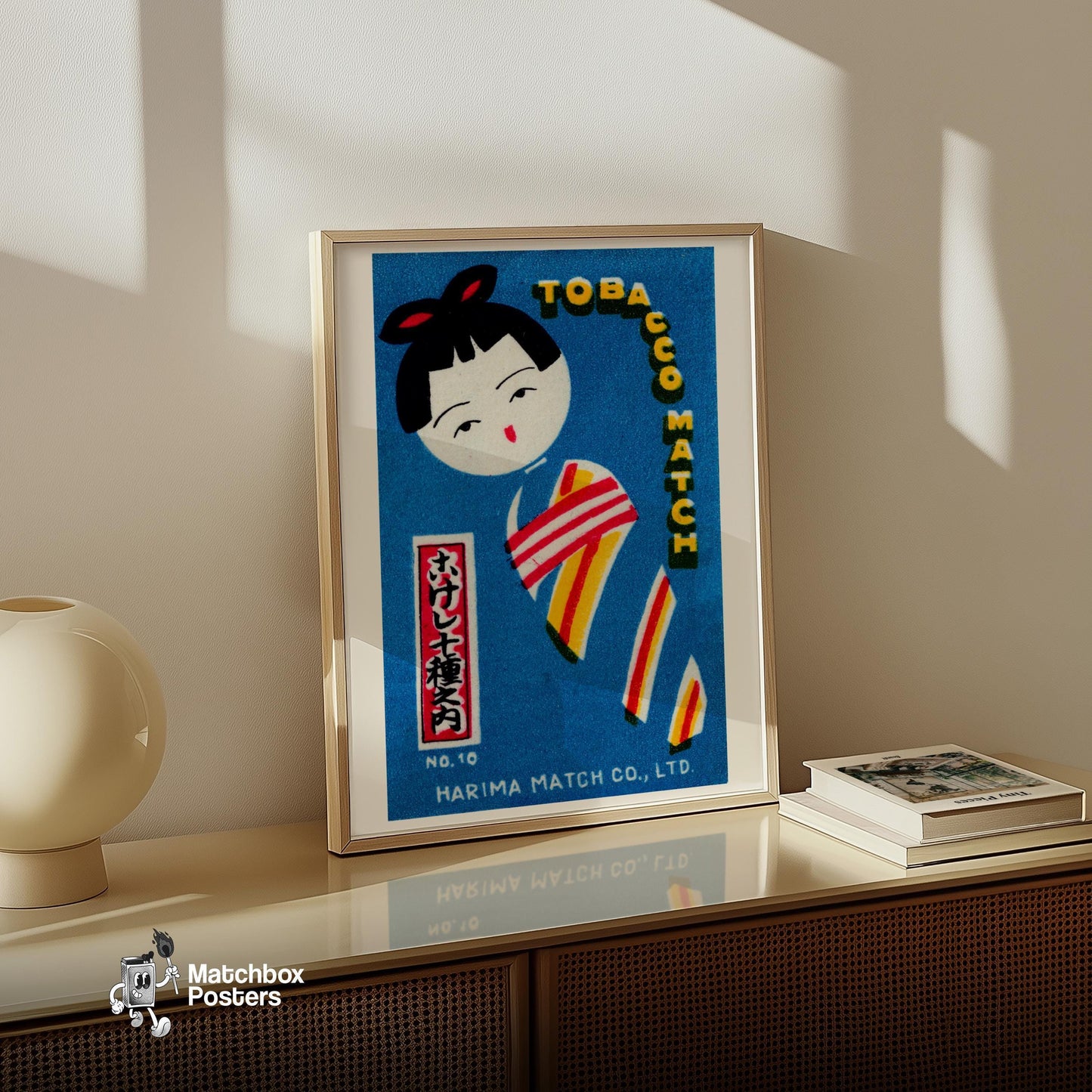 Stylized Portrait Of A Person - vintage matchbox label print - size comparison