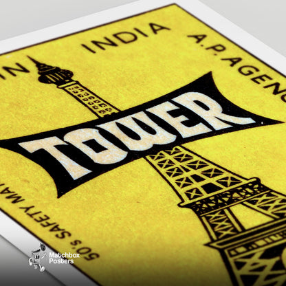 Eiffel Tower - vintage matchbox label print - close-up detail
