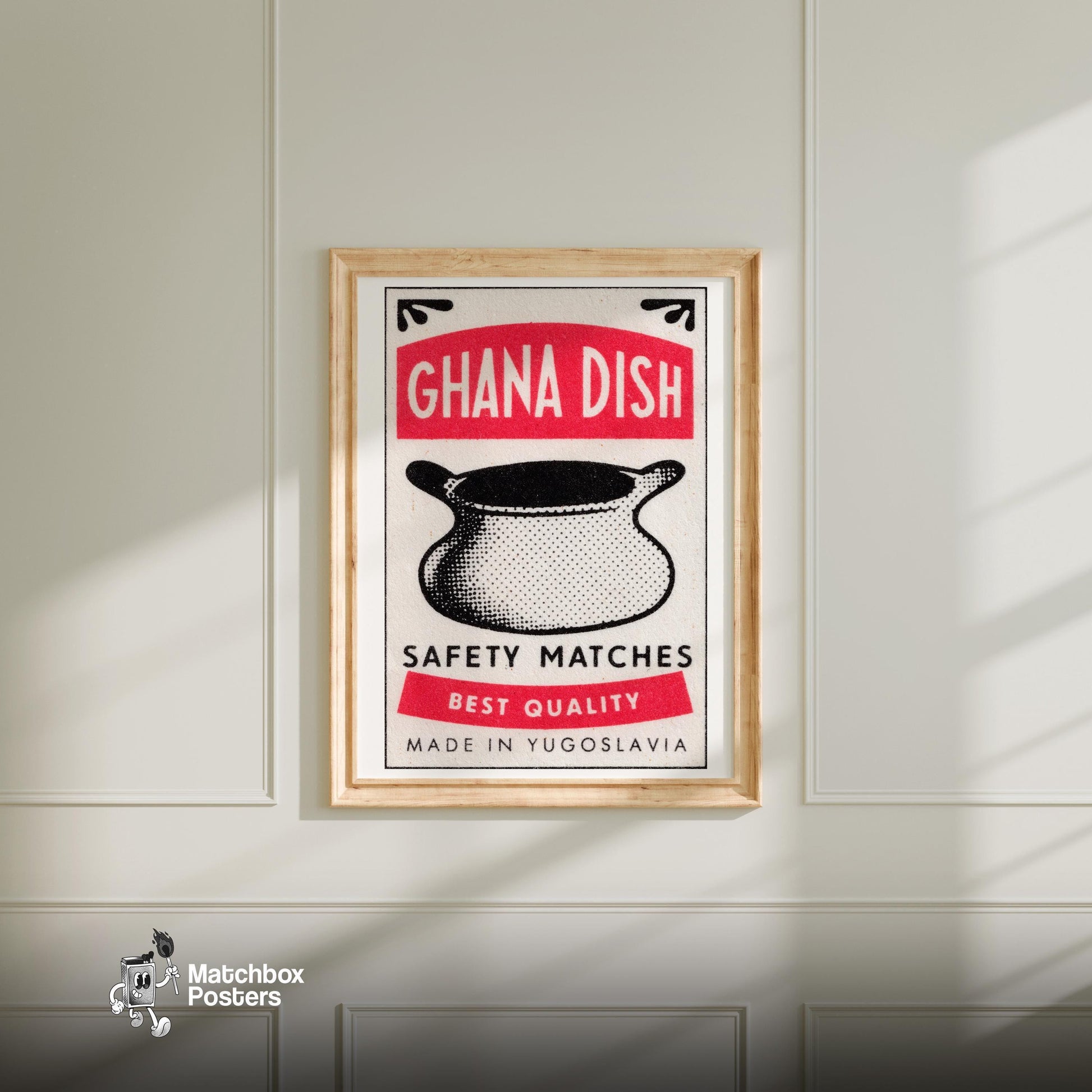 Cooking Pot - vintage matchbox label print - bedroom mockup