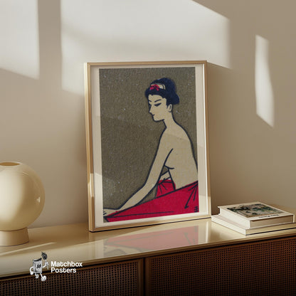 Japanese Woman - vintage matchbox label print - size comparison