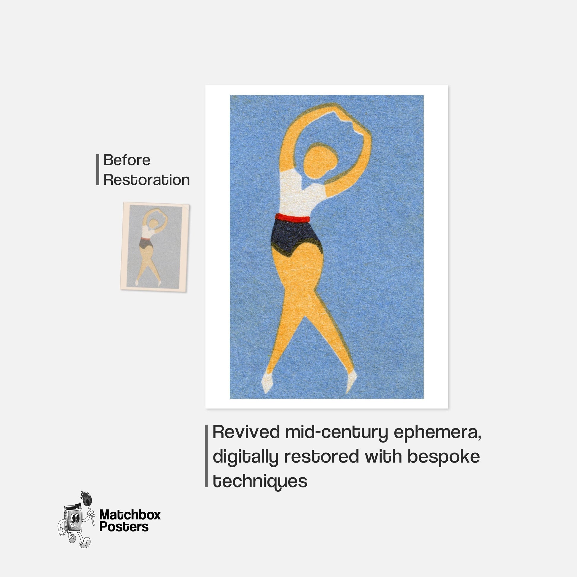 The Dancer - vintage matchbox label print - framed wall art preview