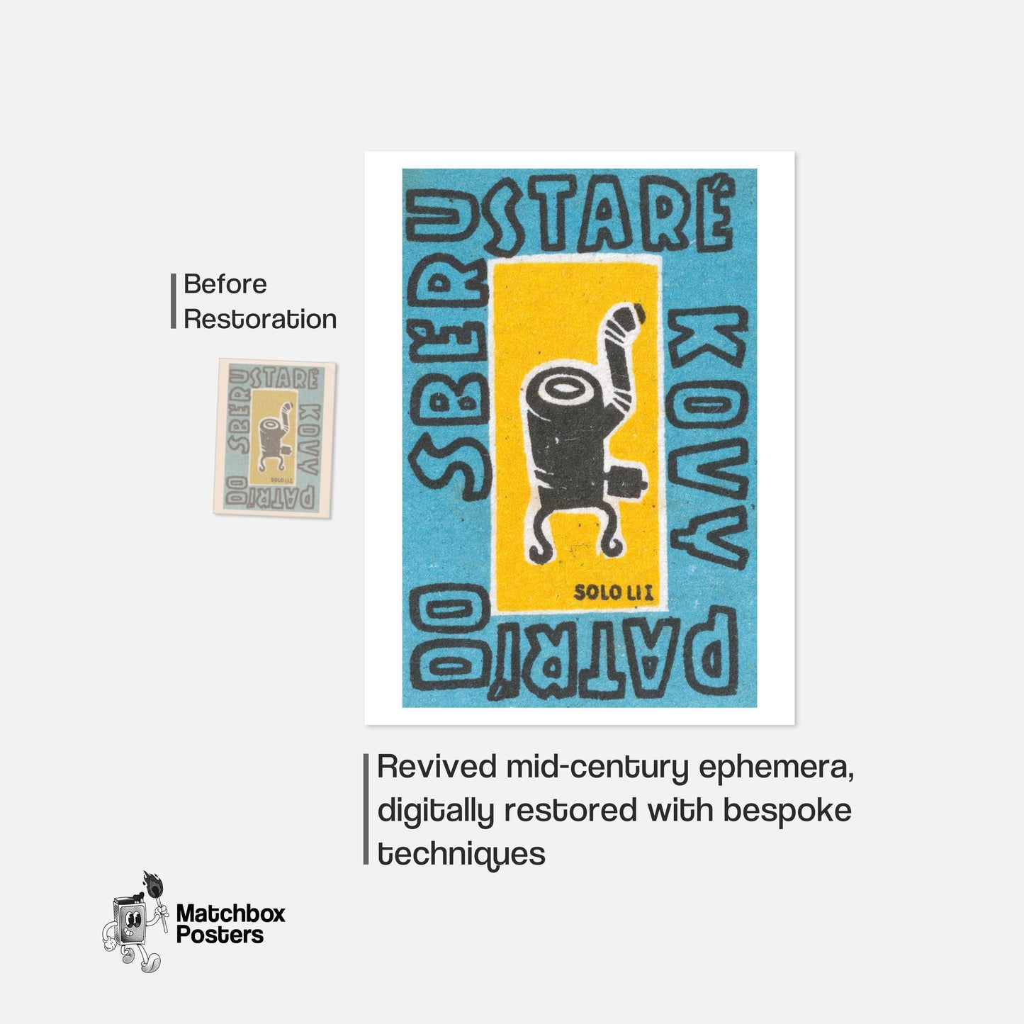 Black Stove - vintage matchbox label print - framed wall art preview