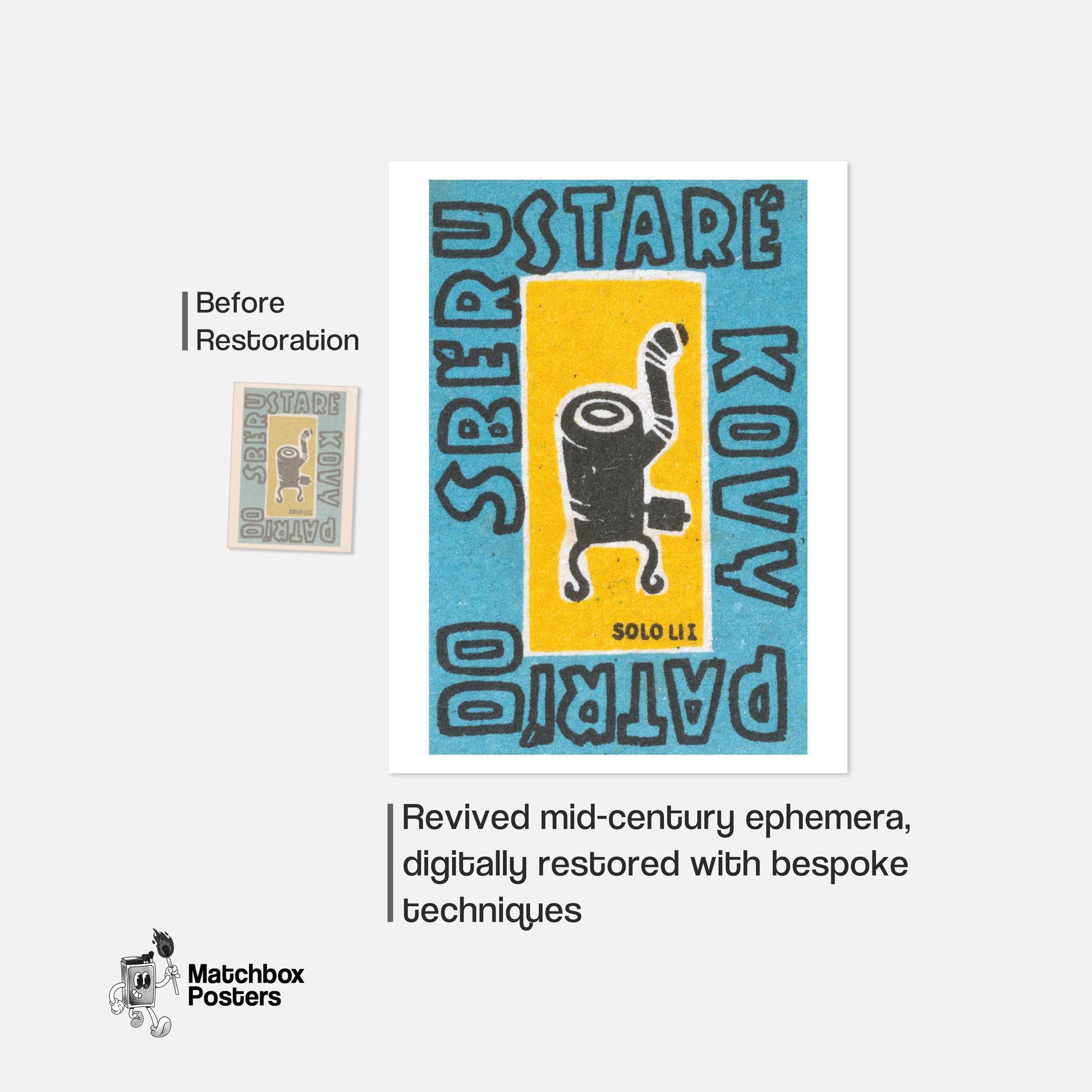 Black Stove - vintage matchbox label print - framed wall art preview