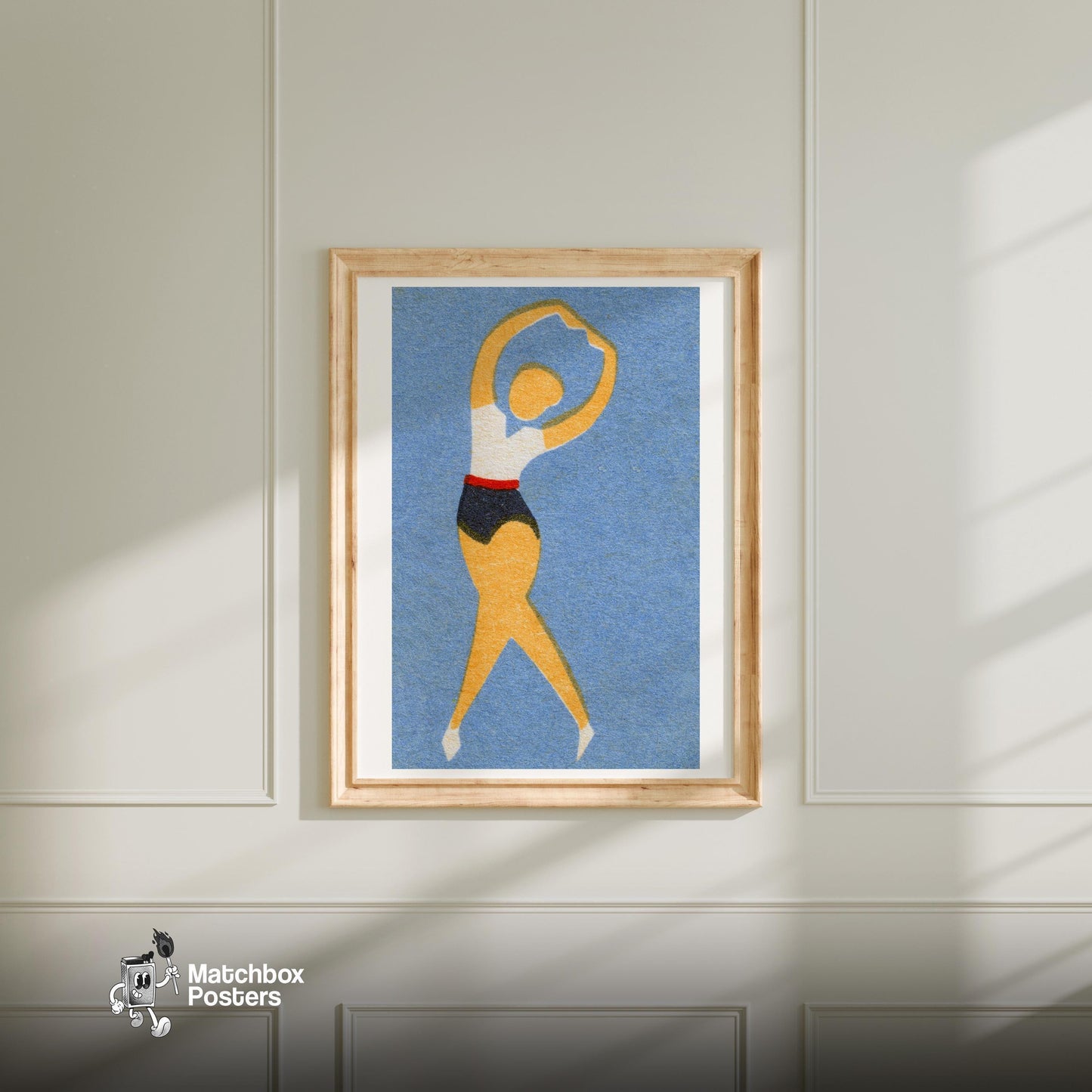 The Dancer - vintage matchbox label print - bedroom mockup