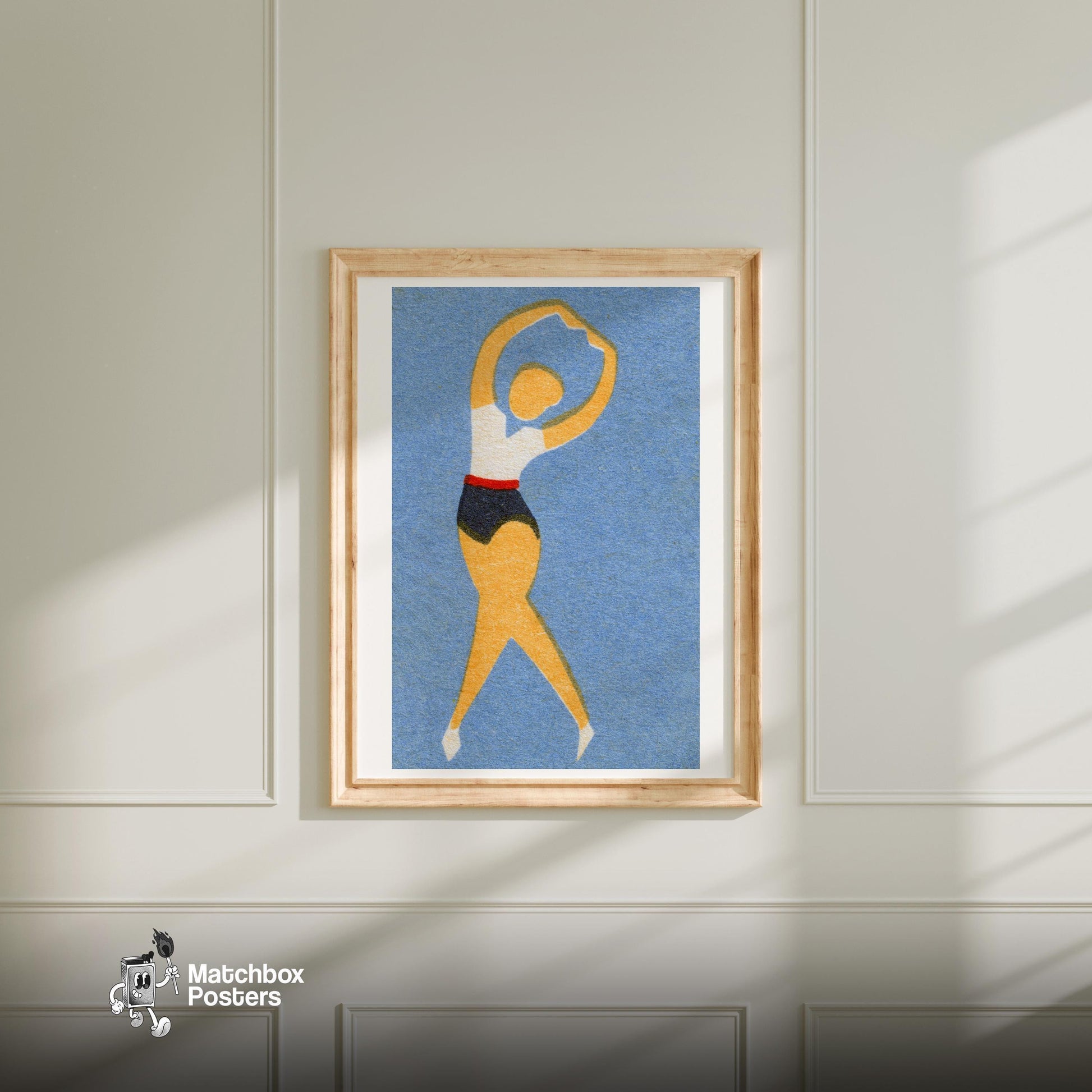 The Dancer - vintage matchbox label print - bedroom mockup