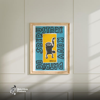 Black Stove - vintage matchbox label print - bedroom mockup