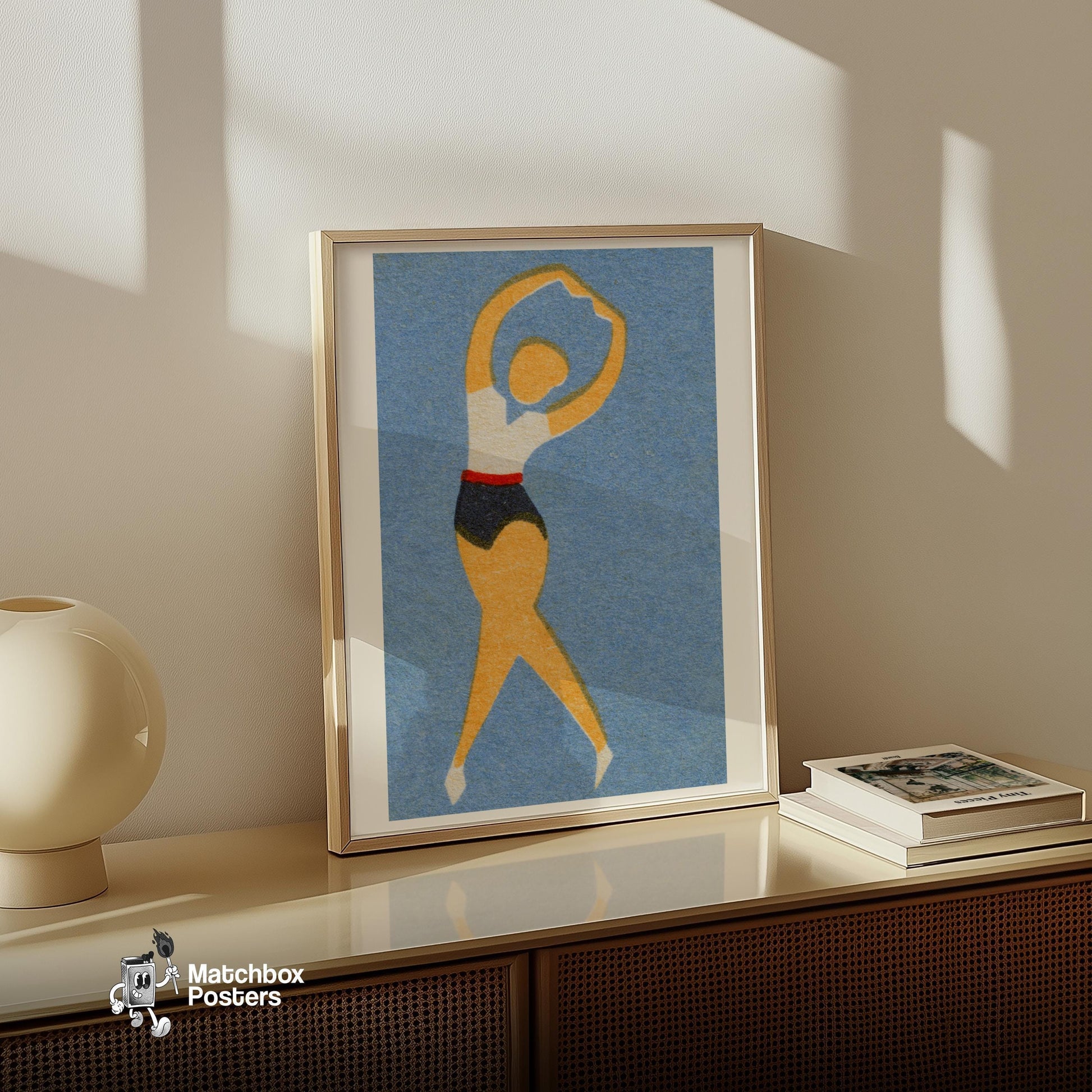 The Dancer - vintage matchbox label print - size comparison