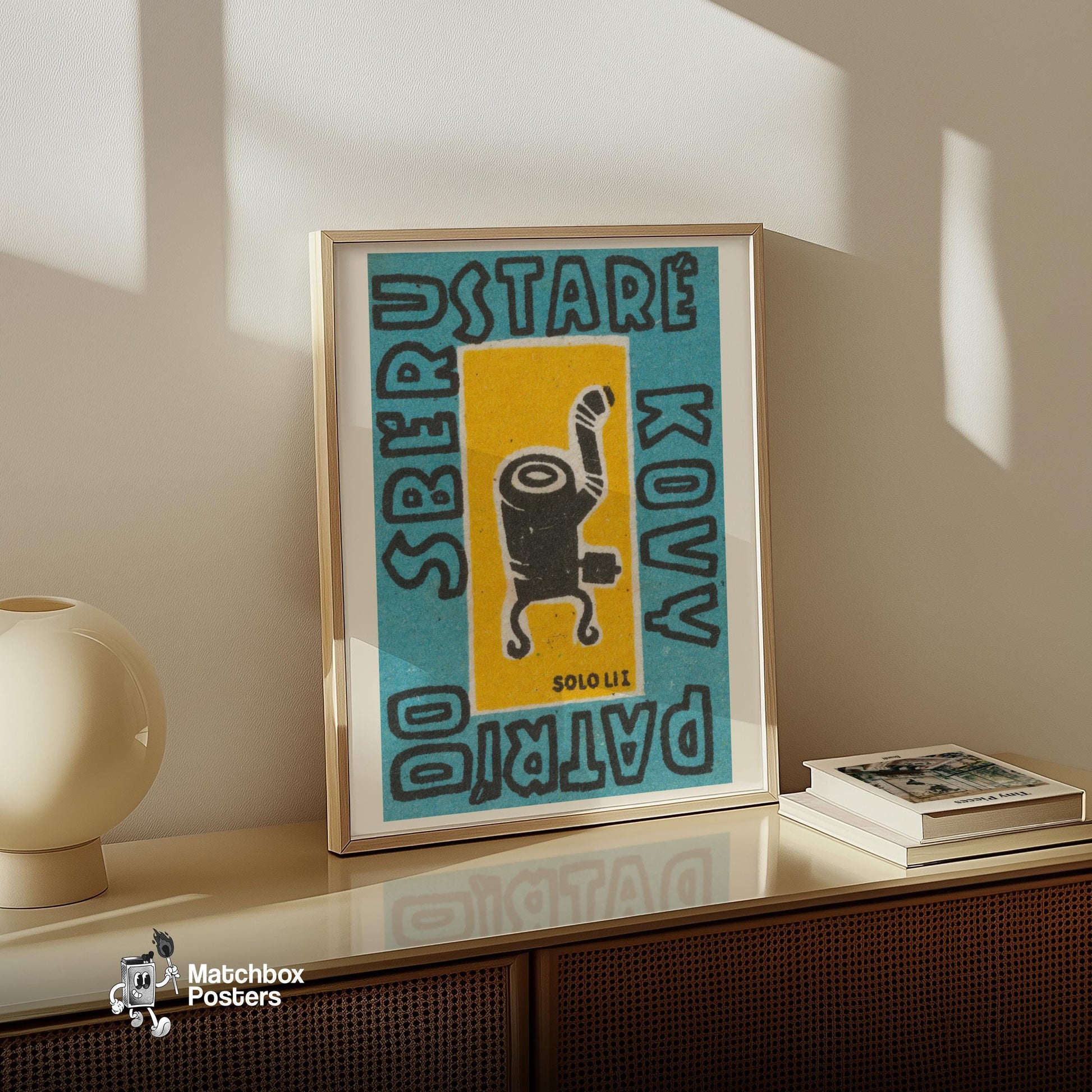 Black Stove - vintage matchbox label print - size comparison
