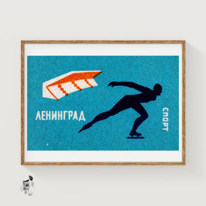 Speed Skater - vintage matchbox label print