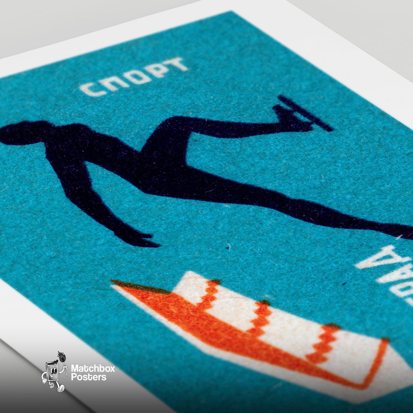 Speed Skater - vintage matchbox label print - close-up detail
