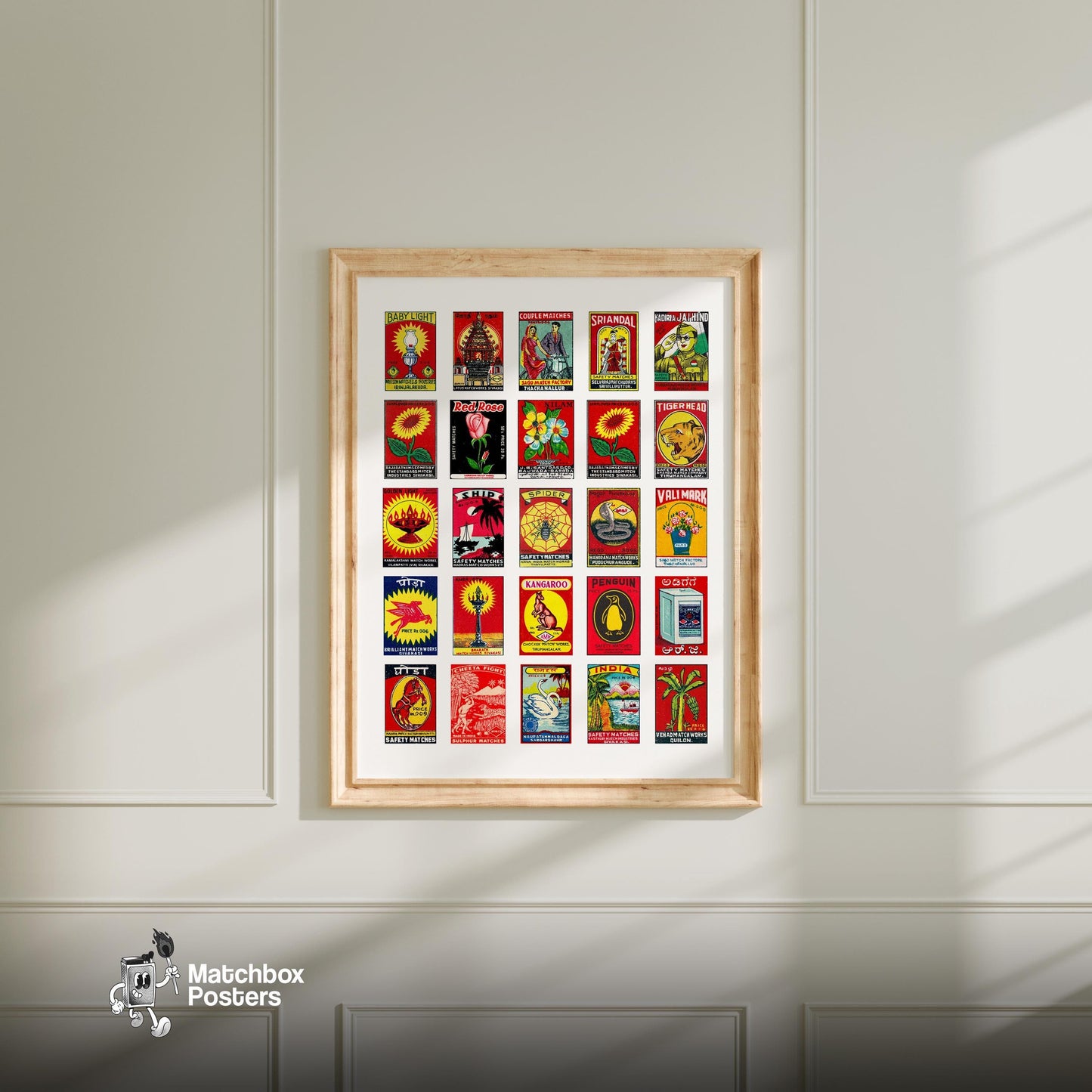 Collection Of Vintages - vintage matchbox label print - living room mockup