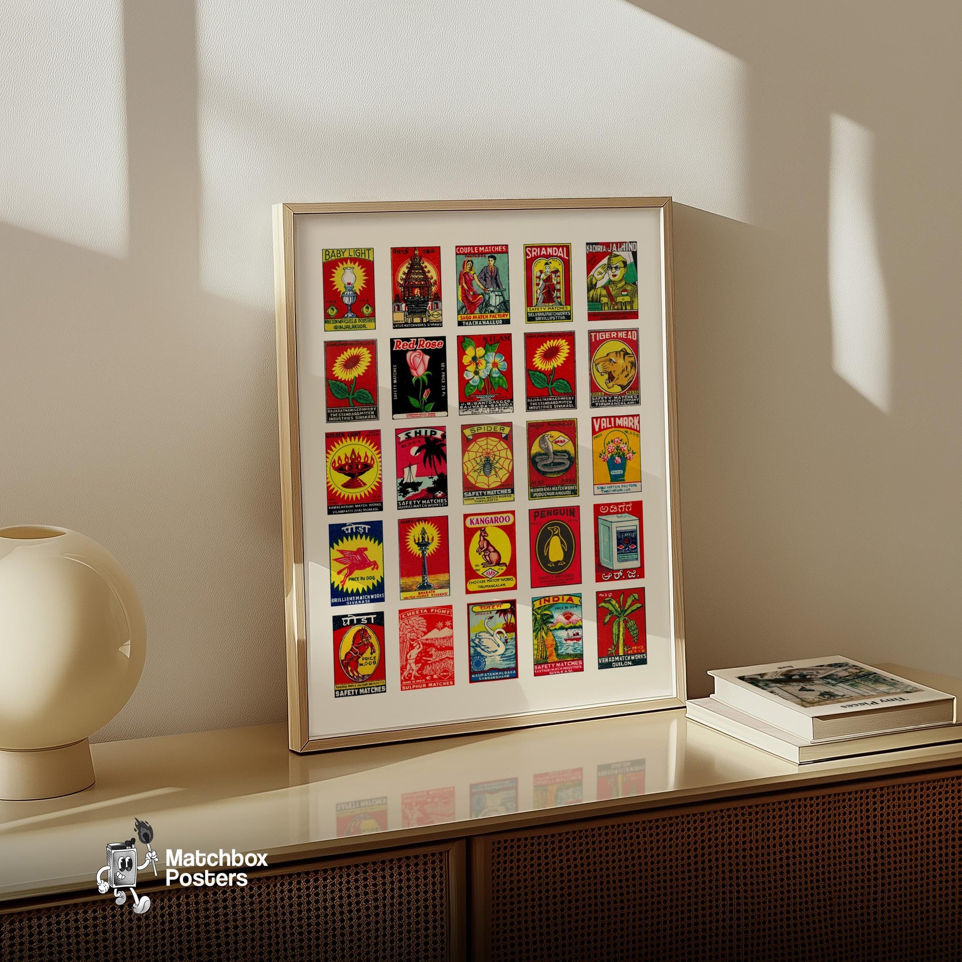 Collection Of Vintages - vintage matchbox label print - bedroom mockup