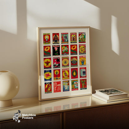 Collection Of Vintages - vintage matchbox label print - bedroom mockup