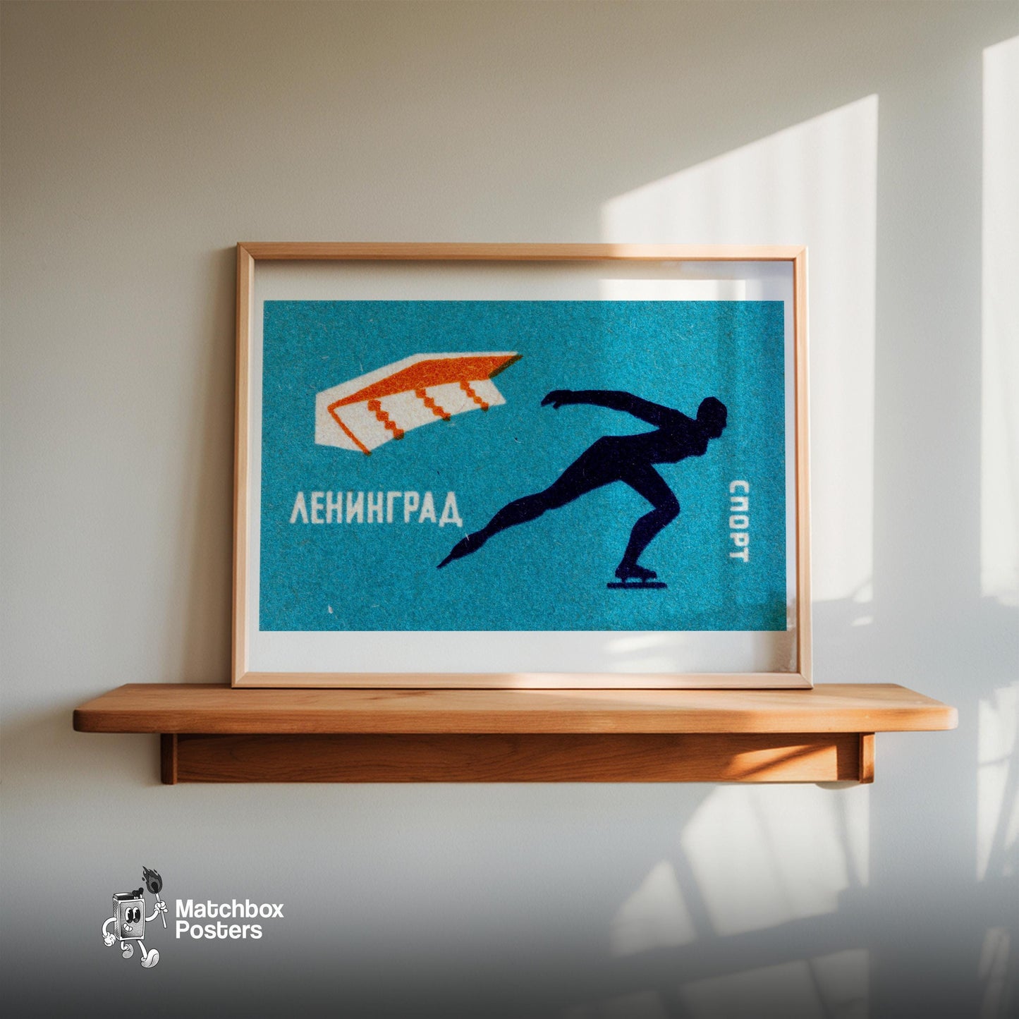 Speed Skater - vintage matchbox label print - size comparison