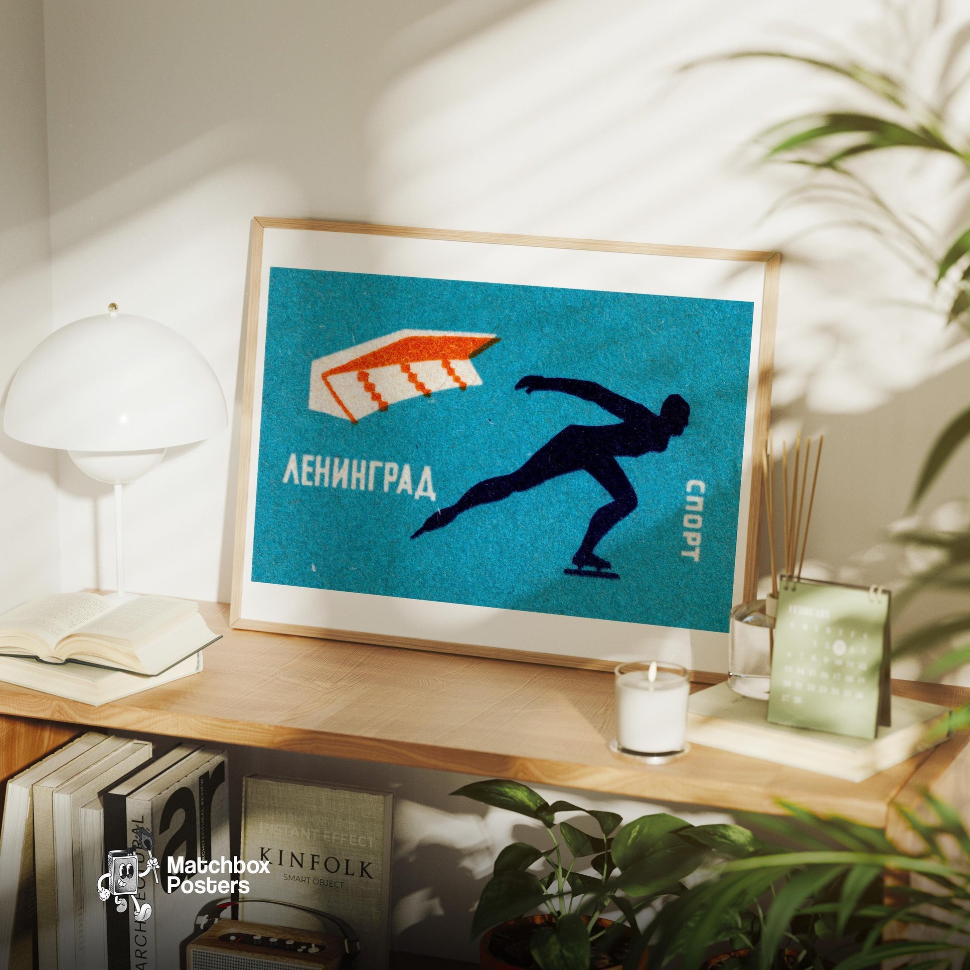 Speed Skater - vintage matchbox label print - office wall