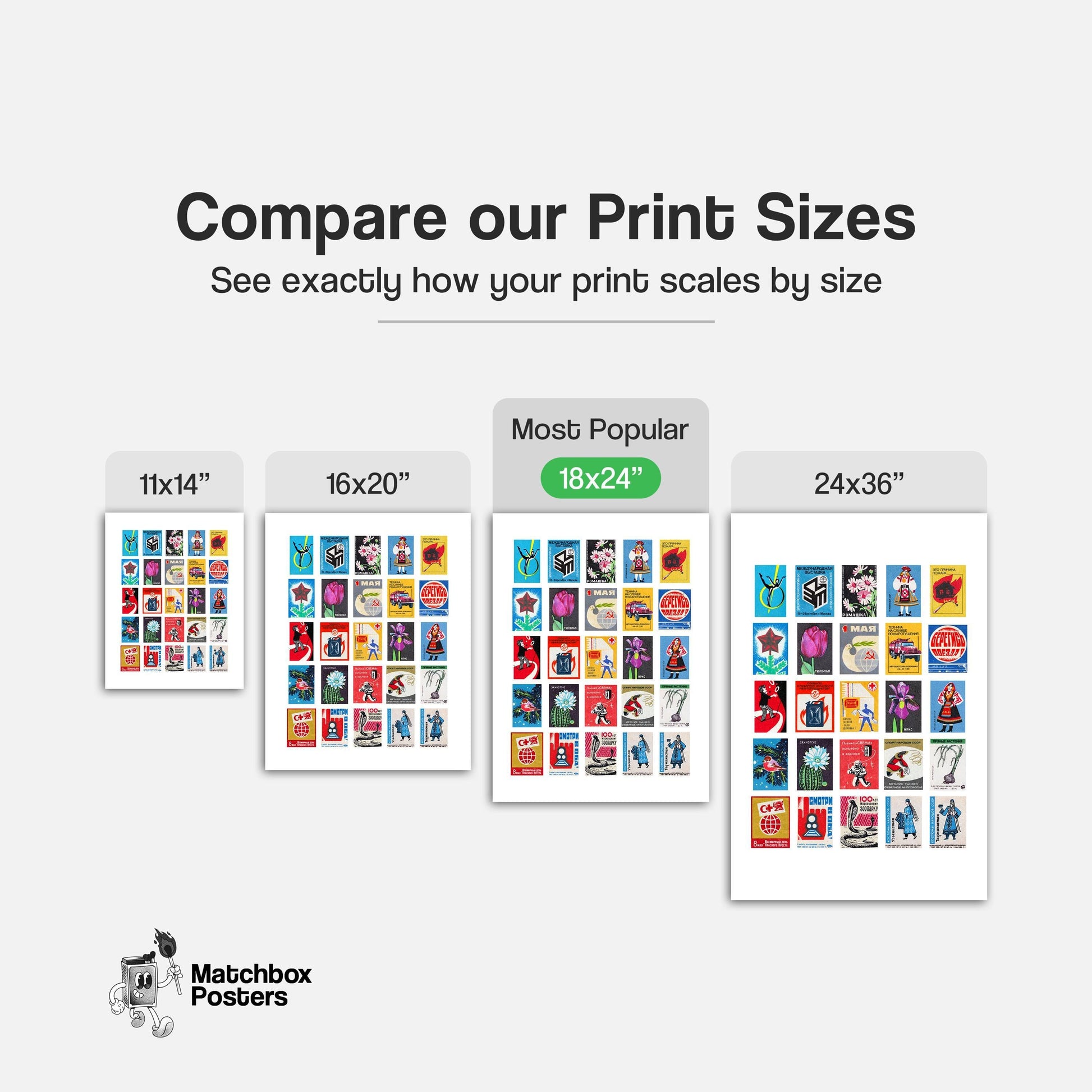 Matchbox Grid - vintage matchbox label print - office wall