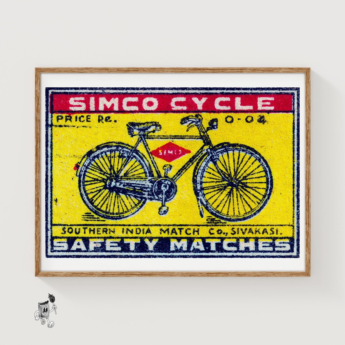 Bicycle - vintage matchbox label print