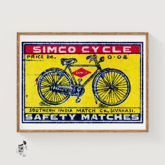 Bicycle - vintage matchbox label print