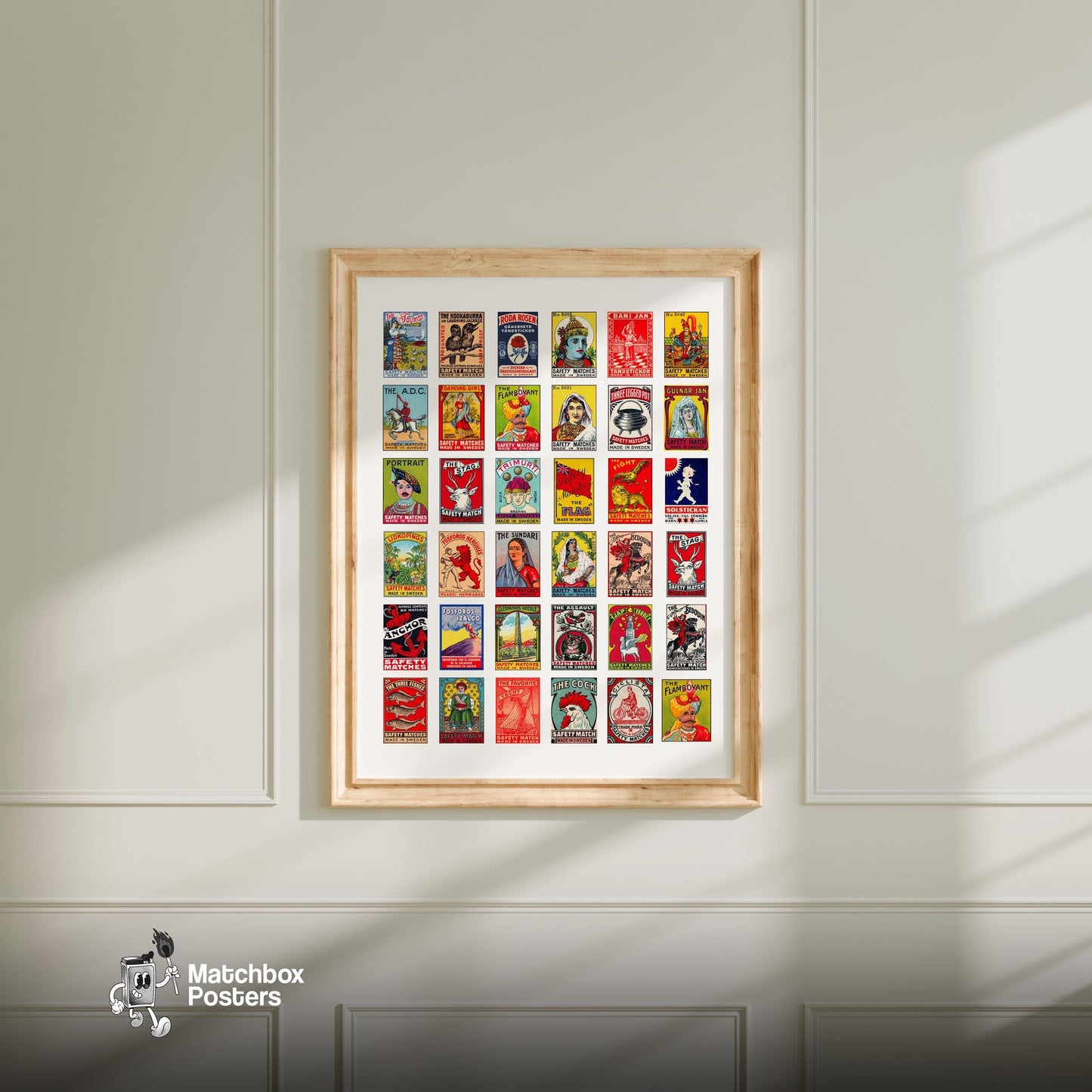 Collection Of Vintages - vintage matchbox label print - living room mockup