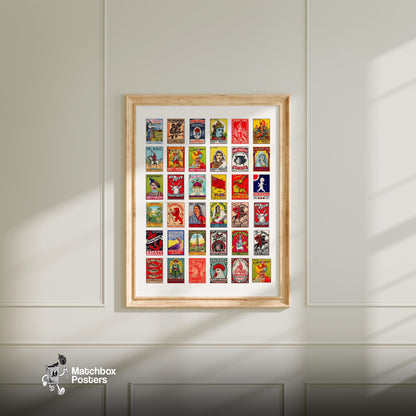 Collection Of Vintages - vintage matchbox label print - living room mockup