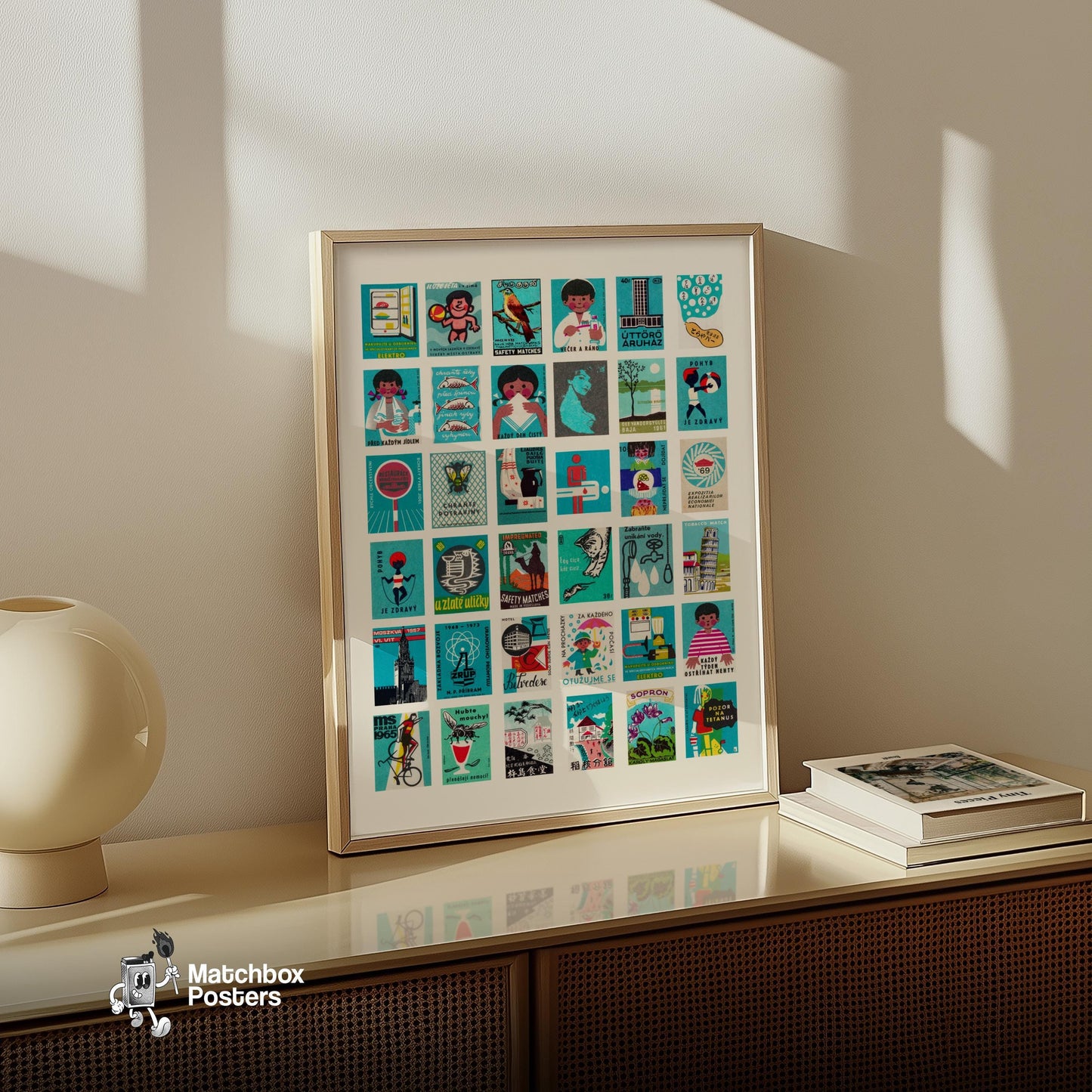 Collection Of Vintages - vintage matchbox label print - bedroom mockup