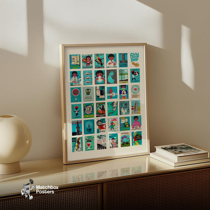 Collection Of Vintages - vintage matchbox label print - bedroom mockup