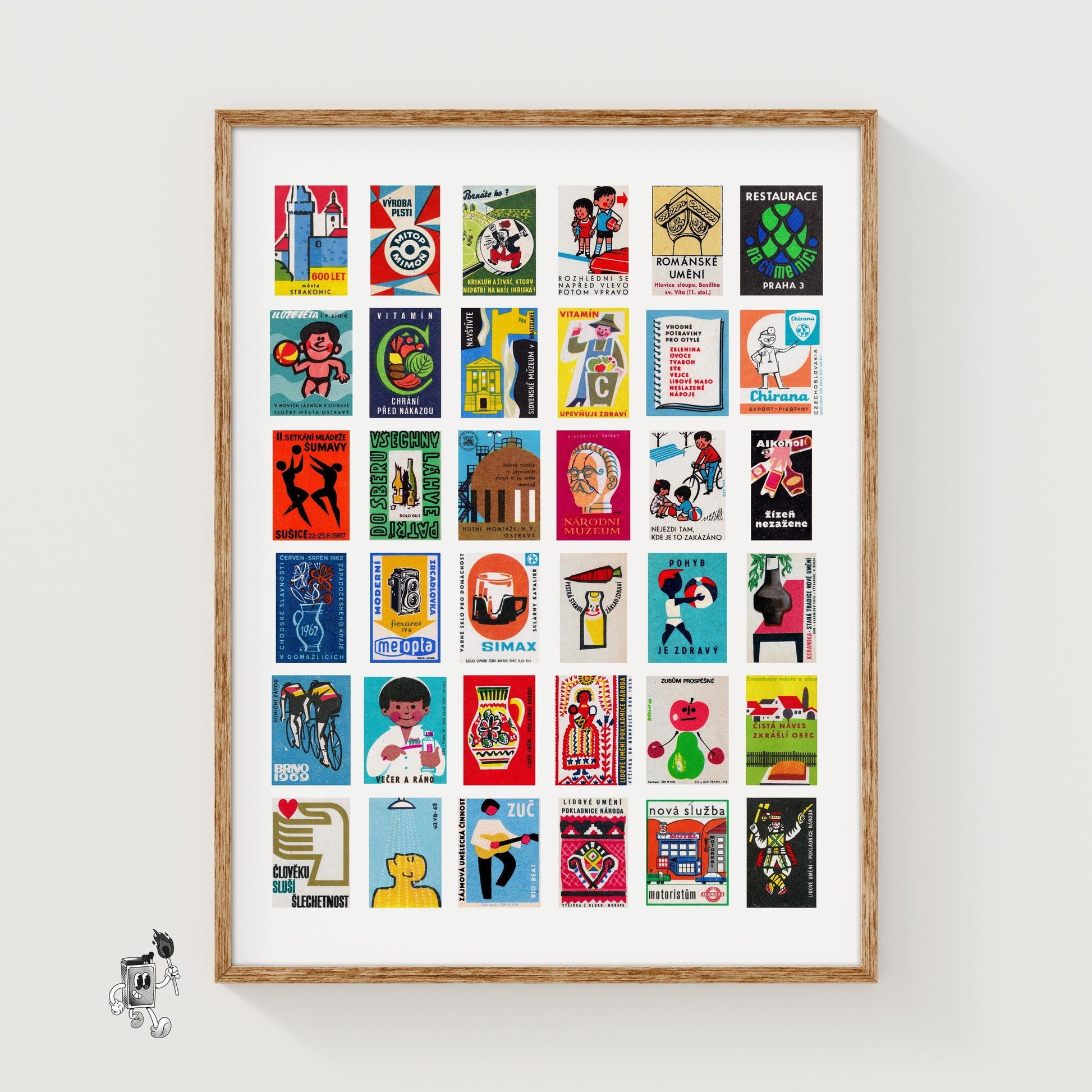 Czechoslovaks Collage Print - vintage matchbox label print