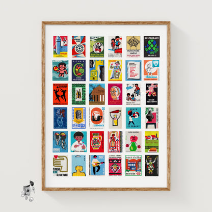 Czechoslovaks Collage Print - vintage matchbox label print
