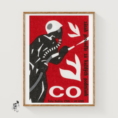Firefighter - vintage matchbox label print
