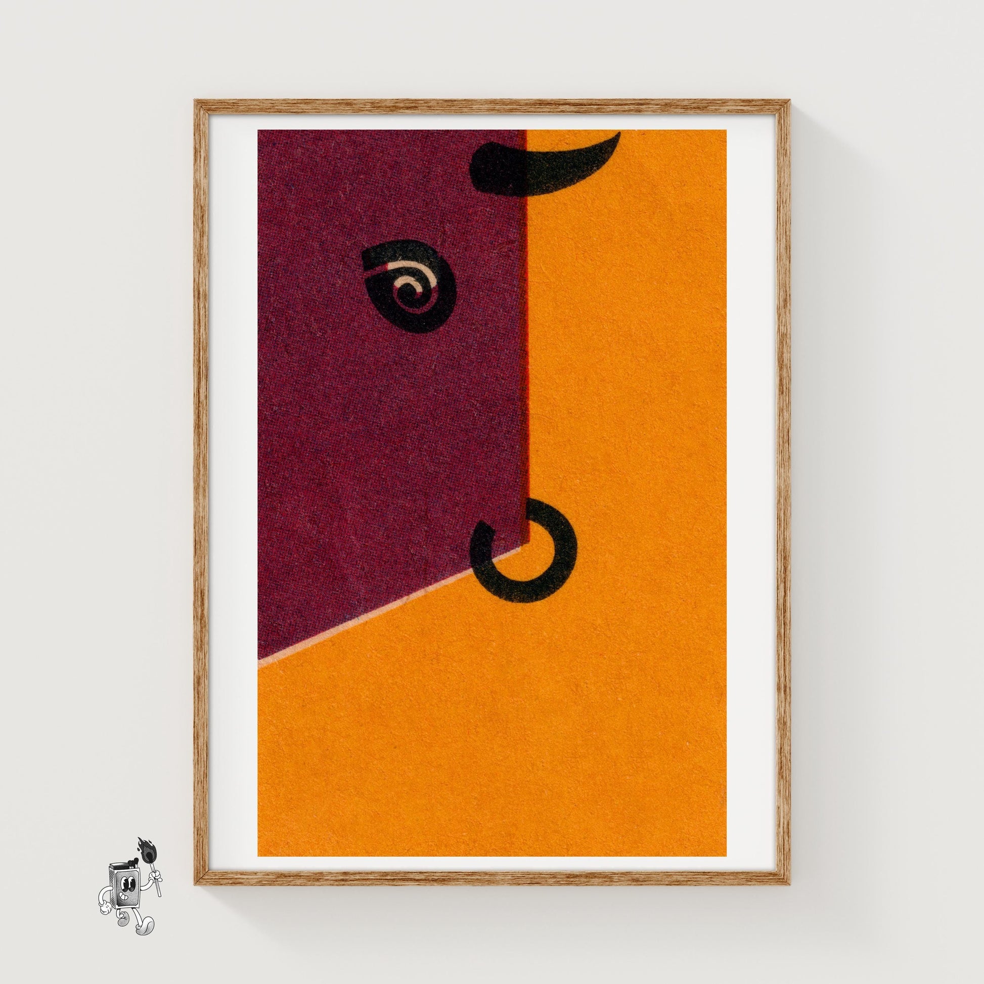 Bull - vintage matchbox label print