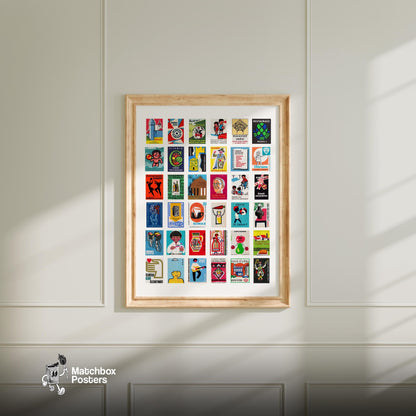 Czechoslovaks Collage Print - vintage matchbox label print - living room mockup