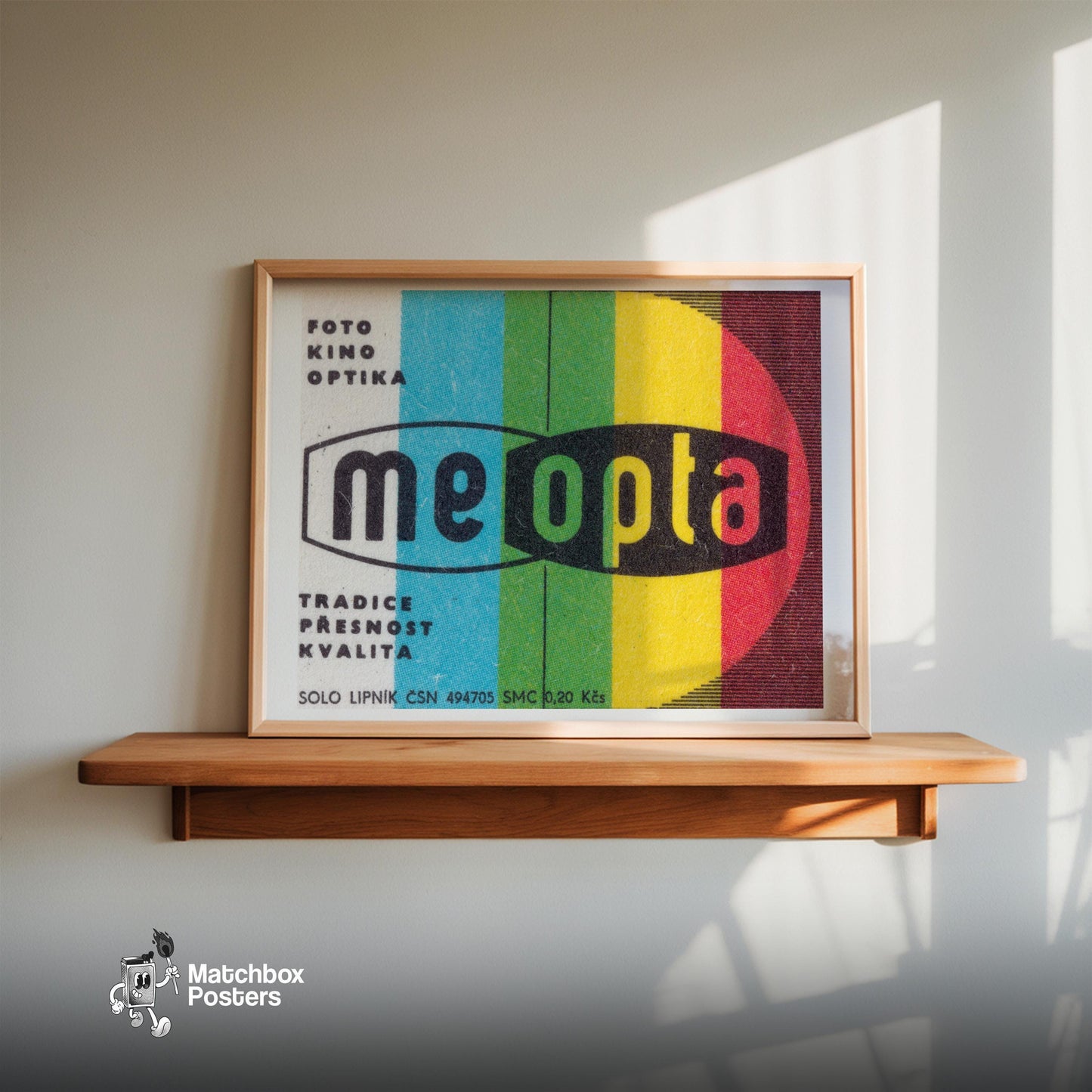 Meopta Brand - vintage matchbox label print - size comparison