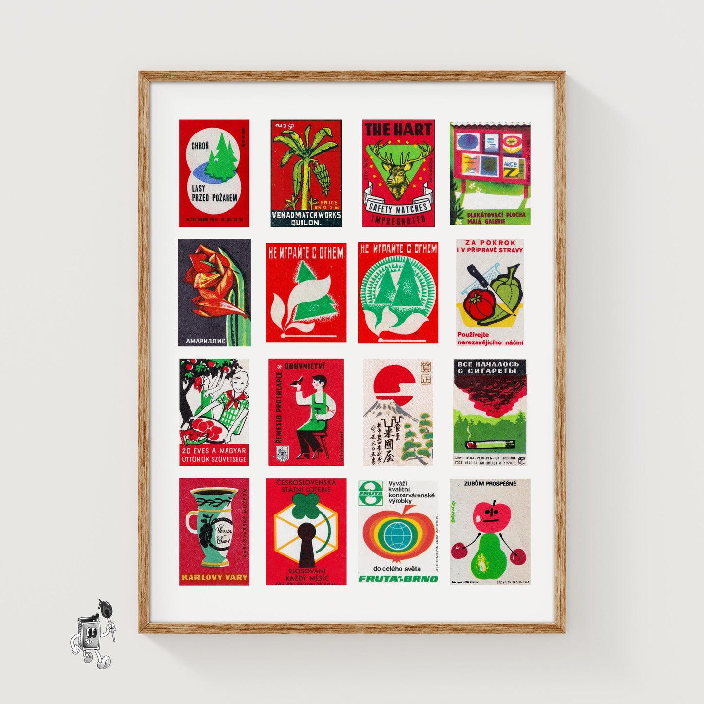 Red and Green Collage - vintage matchbox label print