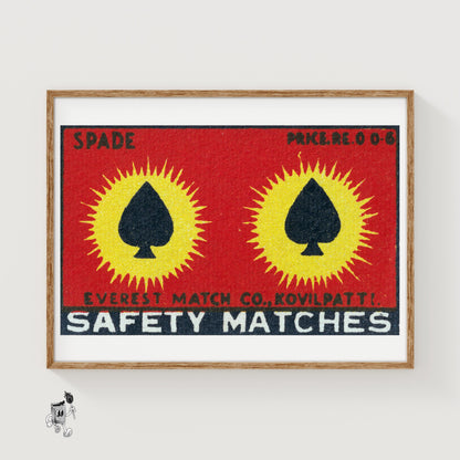 Two Spades - vintage matchbox label print
