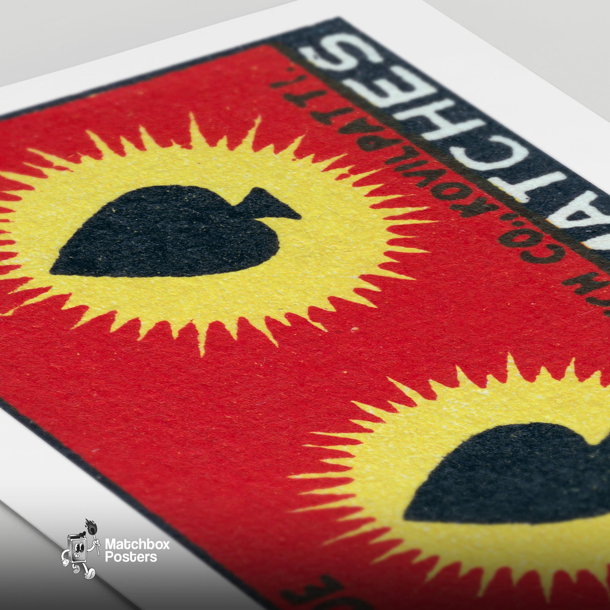 Two Spades - vintage matchbox label print - close-up detail