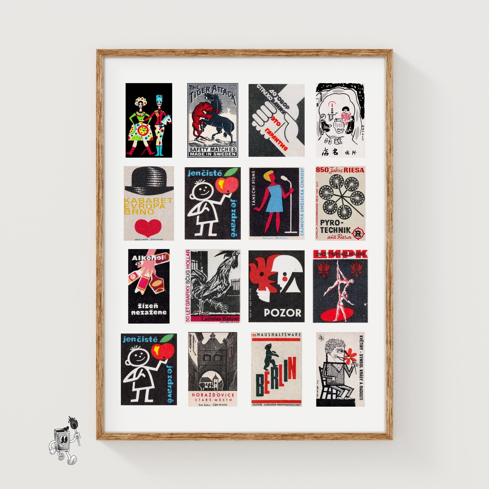 Black and Red Collage - vintage matchbox label print