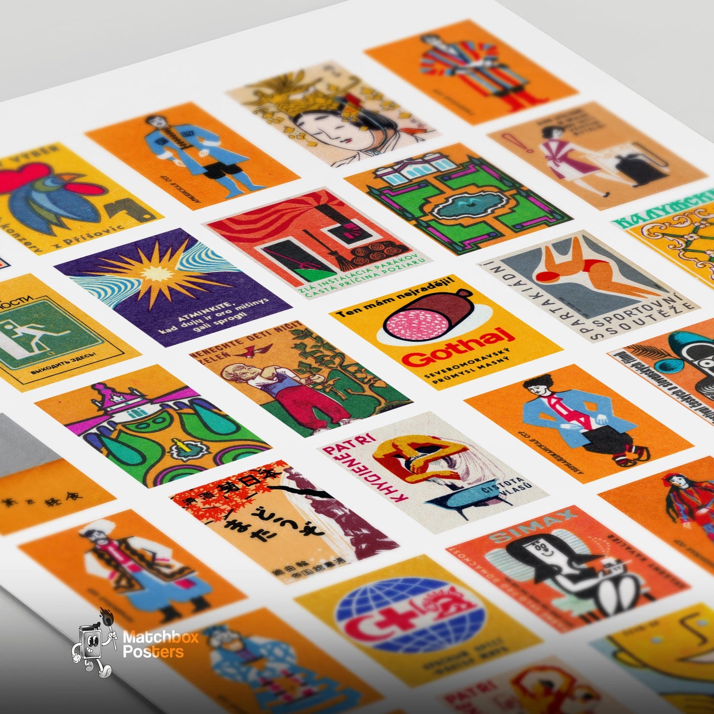 Oranges Collage - vintage matchbox label print - close-up detail