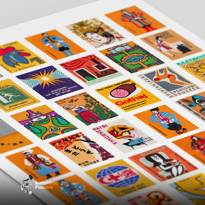 Oranges Collage - vintage matchbox label print - close-up detail