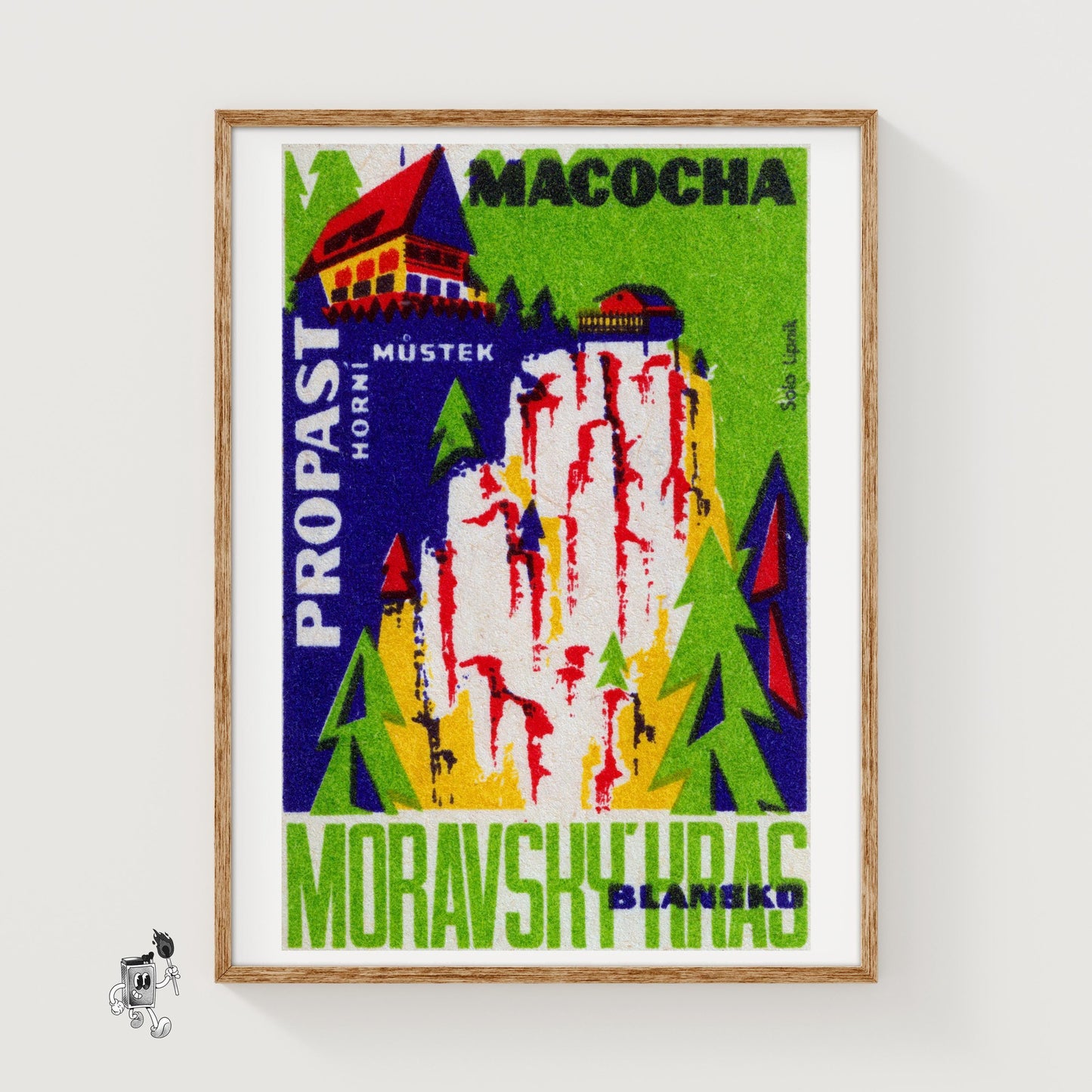 Stylized Depiction Of A Gorge - vintage matchbox label print