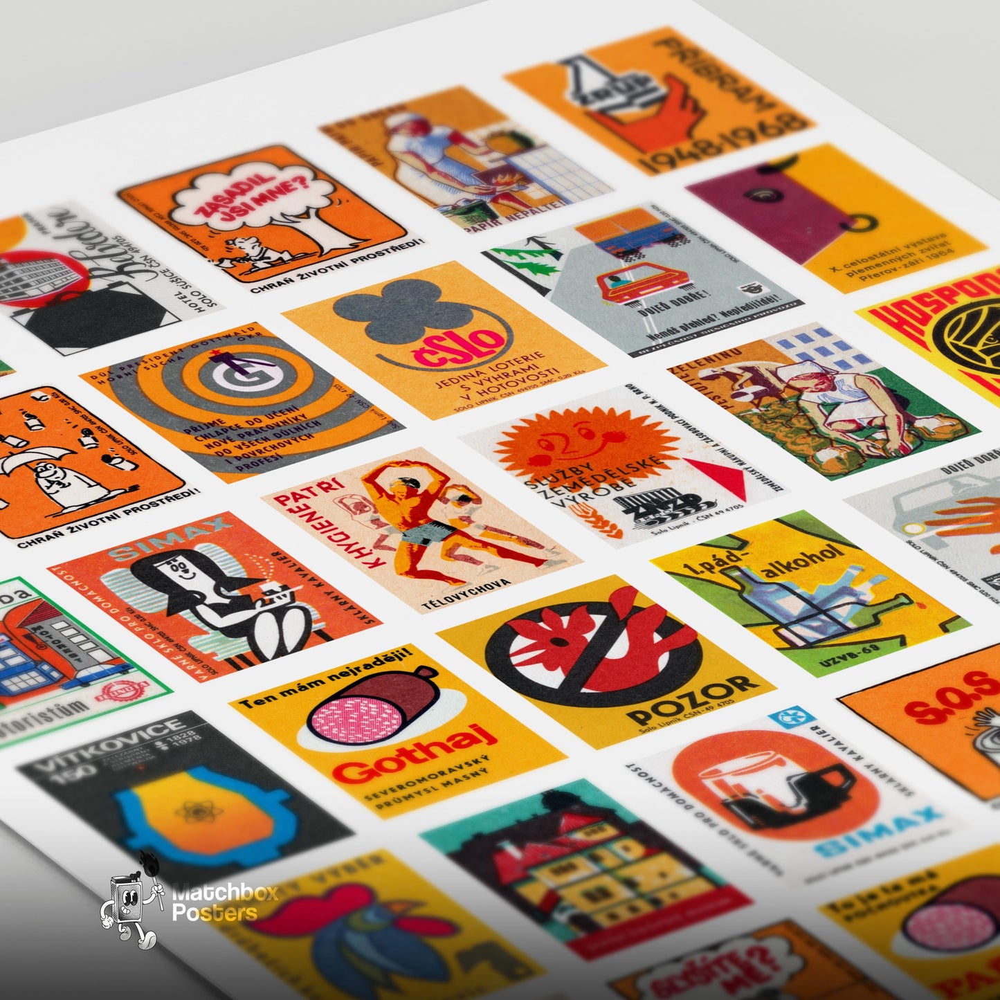 Czech Collage Print - vintage matchbox label print - close-up detail