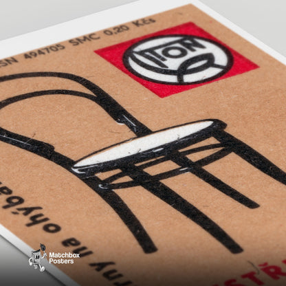 Curved Back Chair - vintage matchbox label print - close-up detail