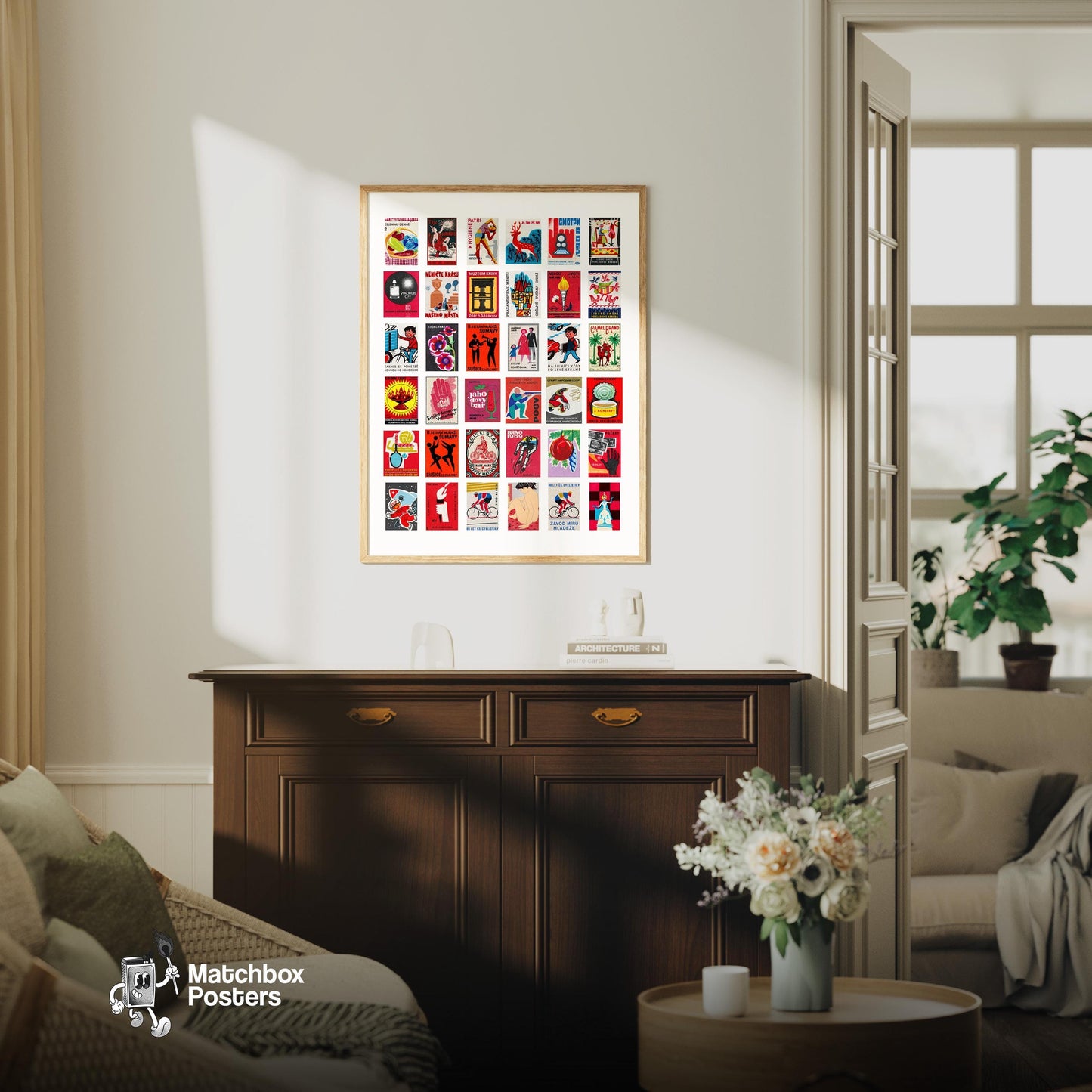 Reds Collage - vintage matchbox label print - framed wall art preview
