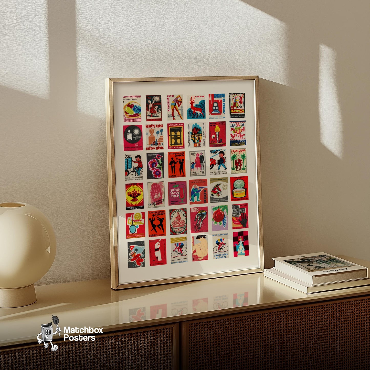 Reds Collage - vintage matchbox label print - bedroom mockup