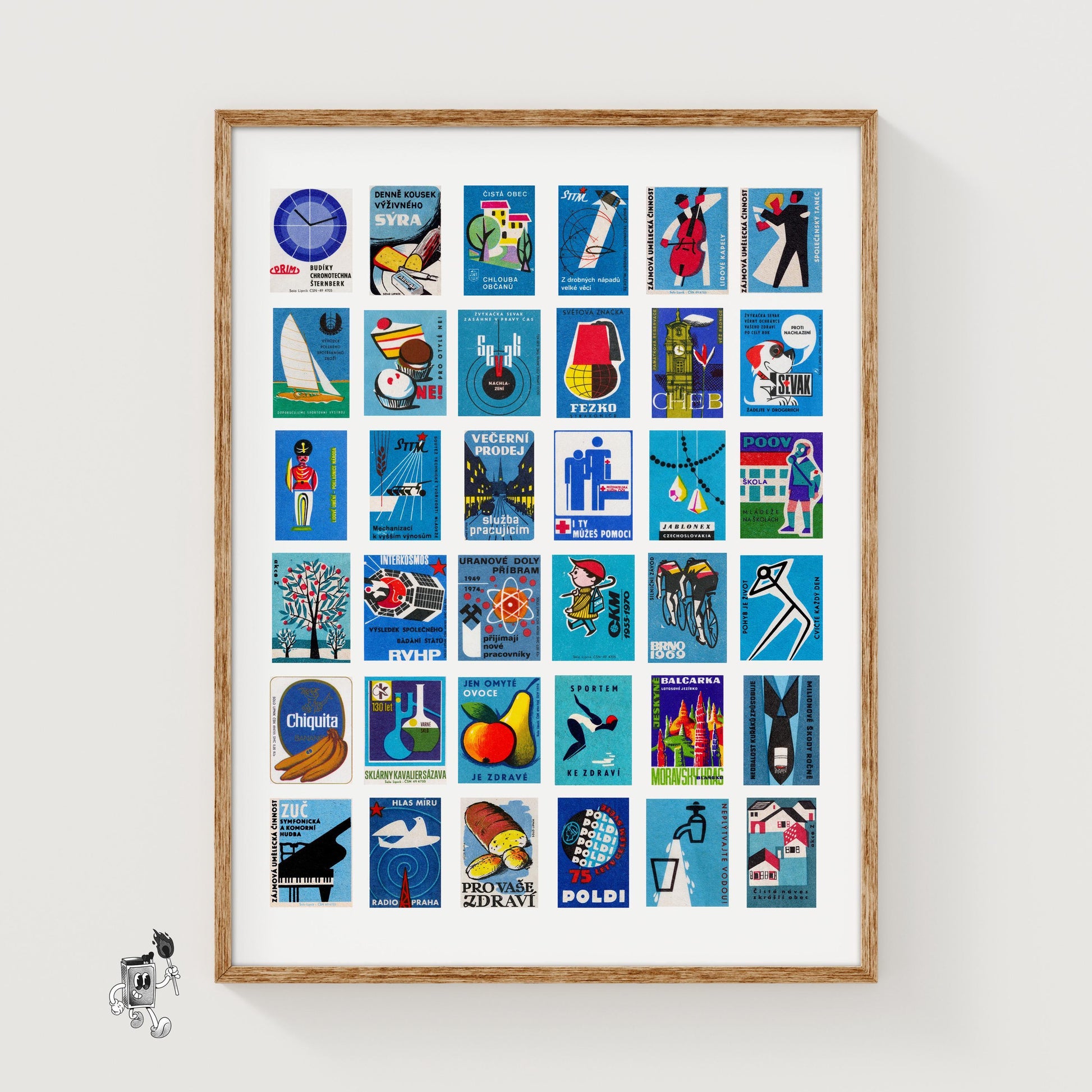 Blues Collage - vintage matchbox label print