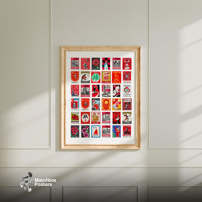 Russian Collage Print - vintage matchbox label print - living room mockup