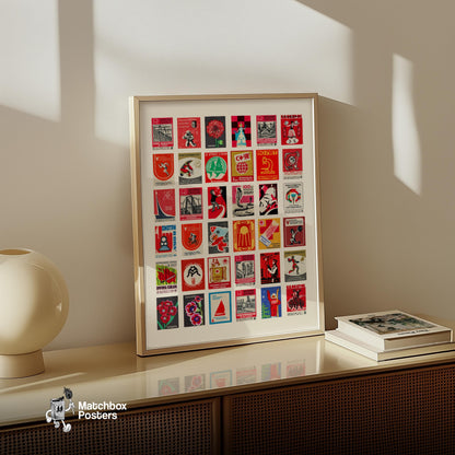 Russian Collage Print - vintage matchbox label print - bedroom mockup