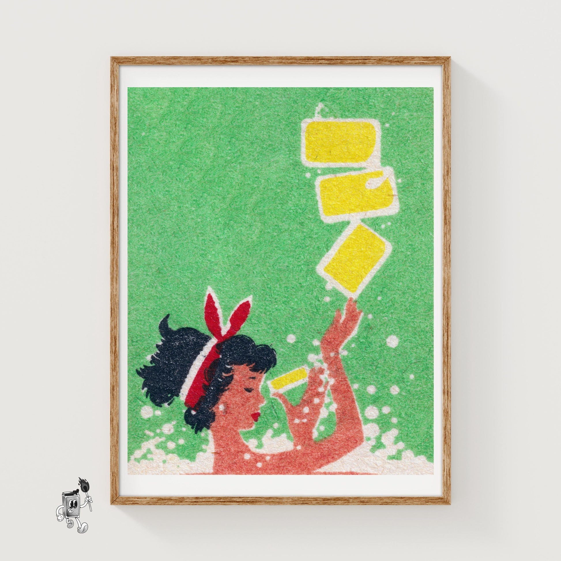 Woman Juggling Soap - vintage matchbox label print