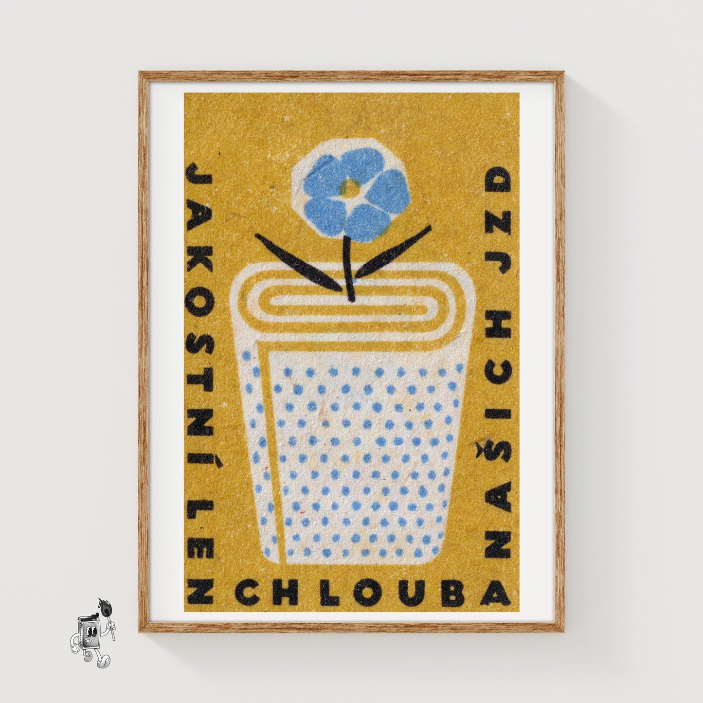 Blue Flower - vintage matchbox label print